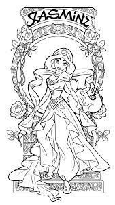 Jasmine Art Nouveau Lineart By Paola Tosca On Deviantart Disney Princess Coloring Pages Disney Coloring Pages Princess Coloring Pages