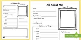 Lesson planning worksheet to accompany our lesson plans scope and sequence. All About Me Worksheet Eylf And F 2 Australia