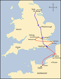 William The Conqueror Map Of William The Conqueror S Campaigns In Red And In Blue Harold S Route From Yo William The Conqueror Map Of Britain English History