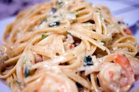 Shrimp And Salmon Fettuccine Alfredo Is One Of My Own Recipes My Husband And I Went To Eat At A Salmon And Shrimp Shrimp Fettuccine Alfredo Shrimp Fettuccine