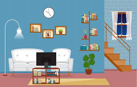 Modern Living Room Family House Interior Furniture Vector Illustration Paid Affiliate Sponsored In 2020 Living Room Vector Orange House Interior Illustration