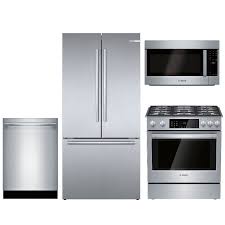Bosch 4 Piece Dual Fuel Kitchen Appliance Package With Counter Kitchen Appliances Kitchen Appliance Packages Appliances