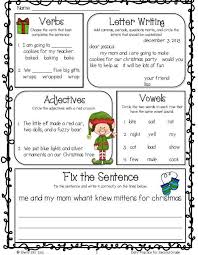 Christmas Worksheets For 2nd Grade Great For Morning Work Verbs Letter Writing Adjectives Vowels Substitute Teaching Primary Writing Writing Anchor Charts