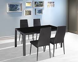Shop ashley furniture homestore online for great prices, stylish furnishings and home decor. Ebs Black Glass Dining Table And 4 Chairs Dining Room Furniture Set Modern Design Faux Leather Buy Online In United Arab Emirates At Desertcart 52270623