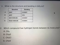 A chemical bond is a lasting attraction between atoms, ions or molecules that enables the formation of chemical compounds. Answered 1 What Is The Structure And Bonding In Bartleby