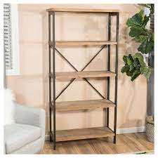 Perth 68 5 5 Shelf Industrial Bookcase Antique Christopher Knight Home Industrial Bookcases Etagere Bookcase Bookcase