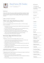 Additionally, your online teacher resume strives to show that your profile, experience, and achievements match or at least share some characteristics of the. Esl Teacher Resume Example Teacher Resume Examples Esl Teachers Teacher Resume