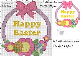 Happy Easter Garland Cross Stitch Pattern Free Cross