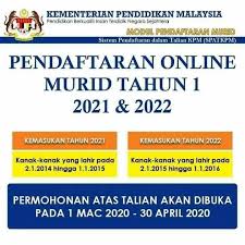 Pendaftaran Online Murid Tahun 1 Sesi 2021 22 Kisahsidairy Com