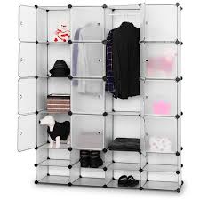 How to build a diy linen cabinet with glass door. Costway Diy 16 8 Cube Portable Clothes Wardrobe Cabinet Closet Storage 57 5 L X 14 6 W X 71 3 H Overstock 15896012