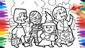 The coloring pages are printable and can be used in the classroom or at home. Halloween Coloring Pages For Kids Trick Or Treat Coloring Pages Halloween Costumes Coloring Pages Youtube
