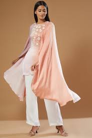 Pink Peach Shaded Embroidered Top by Label Muskan Agarwal at Pernias Pop  Up Shop 2025