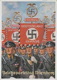 How to say deutschland erwache in german? File Reichsparteitag Nurnberg Ansichtskarte 1937 Nsdap Propaganda Richard Borrmeister Verlag Photo Hoffmann Munchen 37 7 Schutzstaffel Ss Deutschland Erwache Fahne Burg Nazi Rally Nuremberg Castle Postcard No Known Copyright Restrictions Jpg
