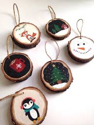 5 Hand Painted Ornaments Wood Round Hanging Christmas Ornaments Birch Rounds Christmas Decor Christmas Ornaments Christmas Ornament Crafts Painted Ornaments