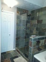 The Hord House Master Bathroom Slate Tile Doorless Shower Grey Bathroom Natural Stone We Will Slate Bathroom Tile Bathroom Shower Tile Doorless Shower