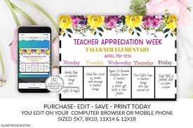 teacher appreciation chalkboard sign template floral pink