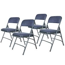Oef Furnishings Premium Fabric Upholstered Steel Folding Chairs 4 Pack Blue Folding Chair Folding Rocking Chair Outdoor Folding Chairs