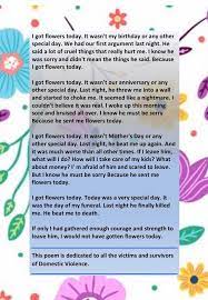 Maybe you would like to learn more about one of these? Cllr Angela Mcclements On Twitter I Got Flowers Today Poem Dedicated To All Victims Survivors Powerful Evocative Domestic Abuse Can Be The Hardest Time For Victims During Festive Season Contact