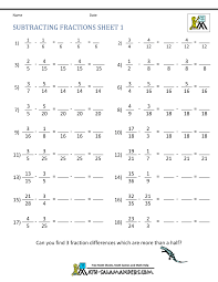 In order to add and subtract fractions with unlike denominators, you have to convert them into fractions with like denominators and corresponding numerators. Subtracting Fractions Worksheets