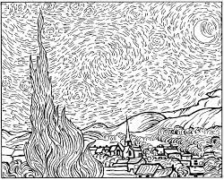 This coloring image height & width is about 1,920 pixel x 2,112 pixel with approximate file size for around 791,598 bytes (773 kilobytes). Van Gogh Starry Night Masterpieces Adult Coloring Pages