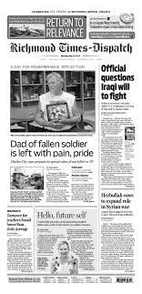 The richmond times dispatch (rtd in short) epaper is the daily newspaper in the united states. Richmond Times Dispatch Cover Page Richmond Com
