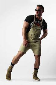 Menswear Online Shopping Mens Beige Cotton Overall Shorts Fashion Different Mode Homme Mode Homme Moderne
