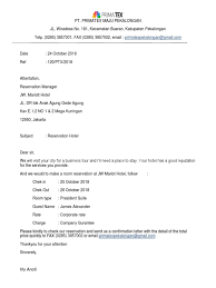 Yang tersayang carolina contoh surat pribadi ngucapin ulang tahun bahasa inggris. Surat Reservasi Hotel Guru Galeri