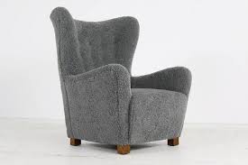 large danish lounge chair wingchair flemming lassen teddy bear fur sheepskin danish lounge chair chair lounge chair