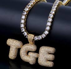 bubble letters chain pendants necklaces