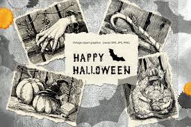 Find images of vintage halloween. Vintage Halloween Clipart Black And White Graphics Postcard 886476 Illustrations Design Bundles
