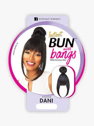 To get the perfect messy bun, finger comb hair into place instead of using a brush or a comb. Instant Bun With Bangs Sensationnel