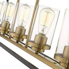 Emliviar Modern 5 Light Kitchen Island Pendant Light Fixture Linear Pendant Lighting Black And Gold Finish With Clear Farmhouse Goals