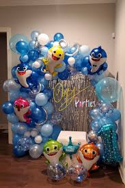 Balloon Balloon Arch 1st Birthday Decoration Ideas For Boy Baby Shark Balloon Arch In 2020 Shark Themed Birthday Party Shark Theme Birthday Shark Party Decorations
