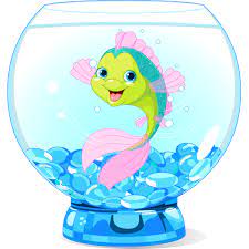 Happy Fish In A Bowl Cartoon Fish Cartoon Sea Animals Cute Cartoon Fish