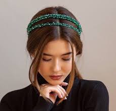 Szmaragdowa opaska na głowę, ślubna ozdoba na głowę, zielona tiara, opaska  z koralikami, ślubne akcesoria do włosów, barokowa korona, opaska Dolce,  kryształowa ozdoba na głowę dla dorosłych