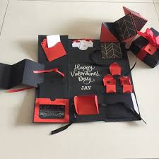 Birthday Present Ideas For Wife Singapore Valentine Explosion Box In Black Red And Silver Design Craft Others On Carousell Exploding Gift Box Explosion Box Diy Anniversary Gift