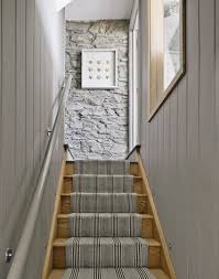 Coastal Style Wood Panelled Staircase The Room Edit Hallway Colour Schemes Hallway Designs Small Hallway Decorating