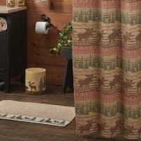 Choose from a wide variety of rustic curtains with black bears, jumping bass, moose, whitetails, and pinecones. Rustic Shower Curtains Bathroom Decor