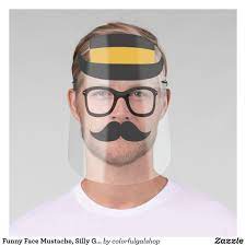 Funny Face Mustache Silly Glasses Hat Face Shield Zazzle Com Face Shield Face Shields Funny Faces