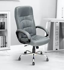 Black leather living room furniture. Buy Stark High Back Executive Chair In Grey Colour By High Living Online High Back Executive Chairs Chairs Furniture Pepperfry Product