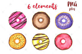 Pin amazing png images that you like. Donuts Watercolor Mini Set Clipart In Illustrations On Yellow Images Creative Store