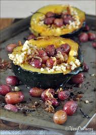 Roasted Acorn Squash With Onion Grapes And Thyme Very Culinary Grape Recipes Food Recipes