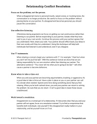 Relationship Conflict Resolution Worksheet Therapist Aid Relationship Conflict Relationship Conflict Resolution Conflict Resolution