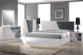 White lacquer on real walnut wood bed frame with lighted headboard. Manchester Collection Bedroom Set Zebra Gray White Lacquer Finish Casye Furniture