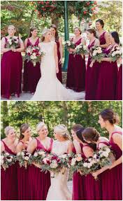 Romantic Bridal Party Wine Colored Bridesmaid Dresses Elegant Matching Gowns See The Full Wedding Feature At Wine Color Bridesmaid Dress Wedding Red Wedding