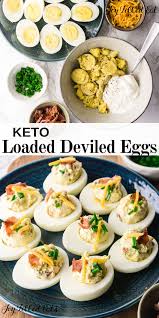 Loaded Deviled Eggs With Bacon Keto Low Carb Thm S Gluten Free These Delicious Keto Deviled Eggs With Baco Low Carb Appetizers Recipes Keto Deviled Eggs