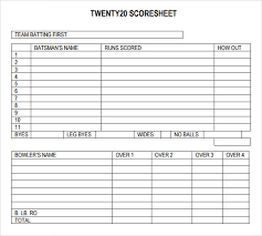 Download or preview 1 pages of pdf version of cricket score sheet (doc: Free 10 Sample Cricket Score Sheet Templates In Pdf