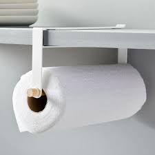 If you use a shelf liner with an adhesive backing or need to remove an old piece of shelf liner, gently pry up a corner with a putty knife. Yamazaki Under Shelf Paper Towel Holder