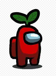 Hd Red Among Us Character With Green Leaf Hat On Head Png Character Png Green Leaves