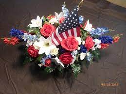 Flower shop in middletown, ct :: Red White And Blue Memorial Flowers Cemetery Flowers Grave Site Spray Headstone Spray Military Memorial Flower Patriotic Spray Memorial Flowers Cemetery Flowers Easter Lily